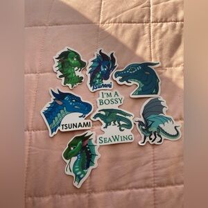 Bundle of 7 WOF wings of fire stickers ~Seawing edition~